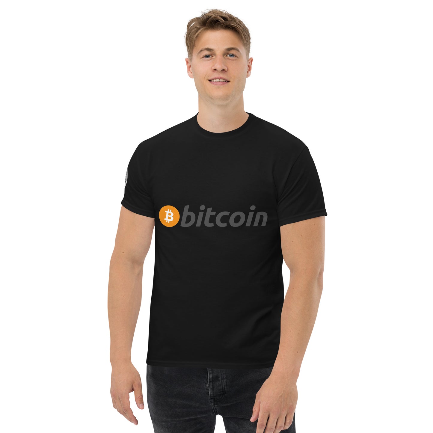 Bitcoin tekstilogo T-paita
