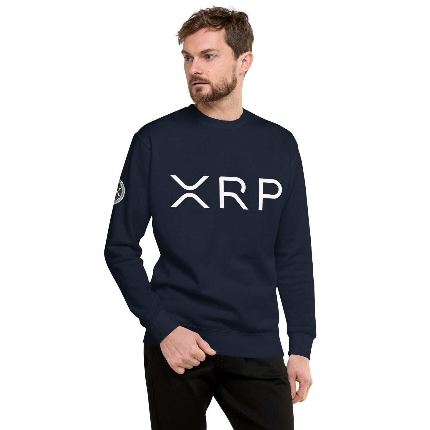XRP tekstilogo collegepaita