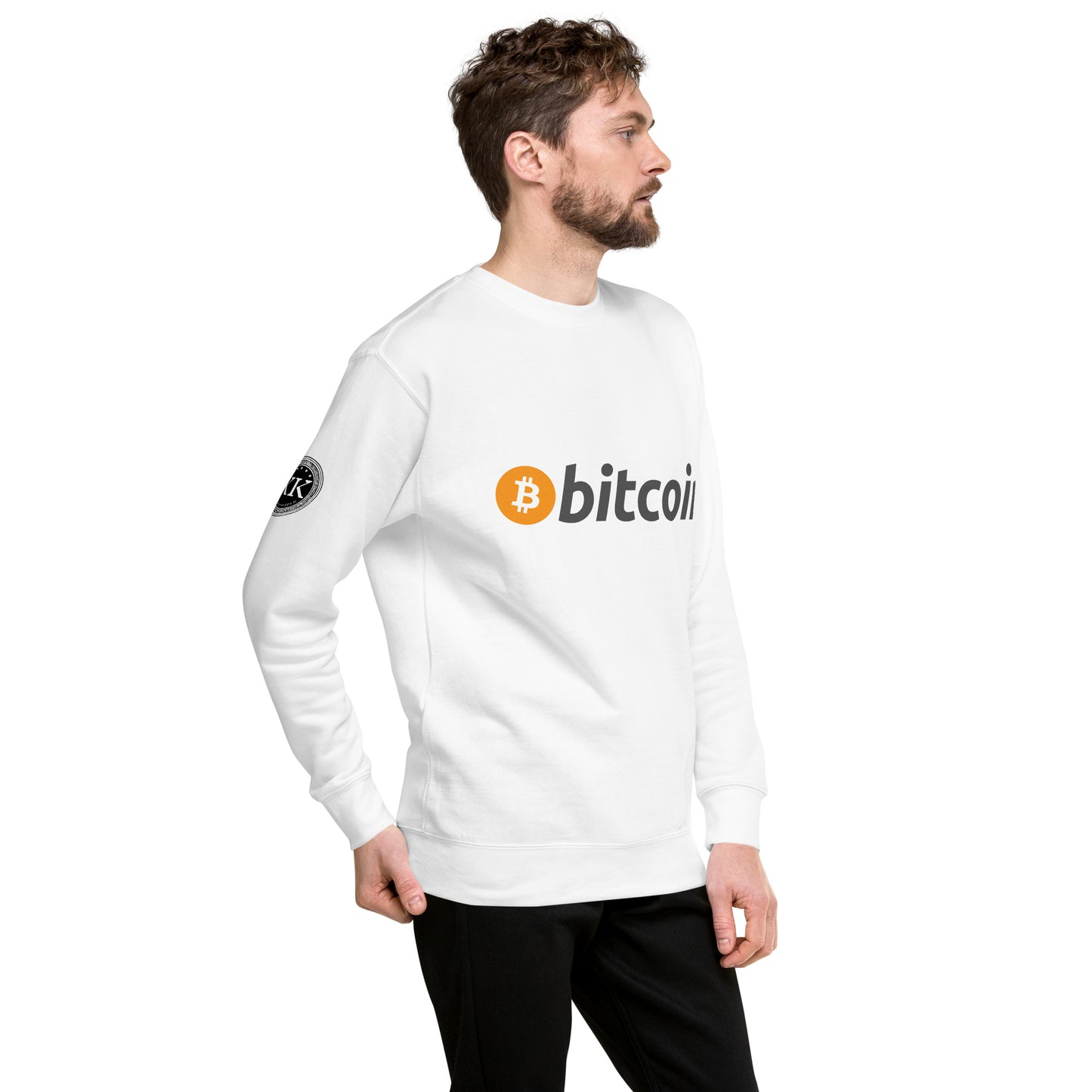 Bitcoin tekstilogo collegepaita